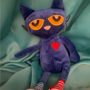 Plush Purple Cat Toy with Red Heart Accent